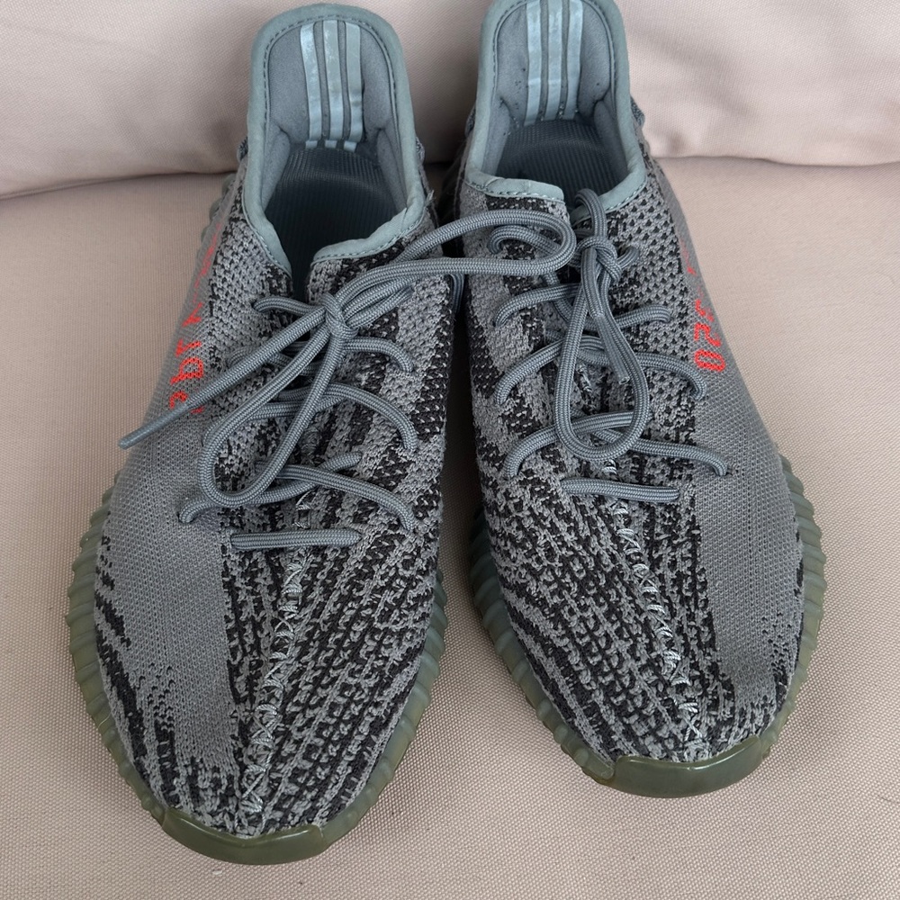 Yeezy Boost 350 V2 in Gray with Red Highlights